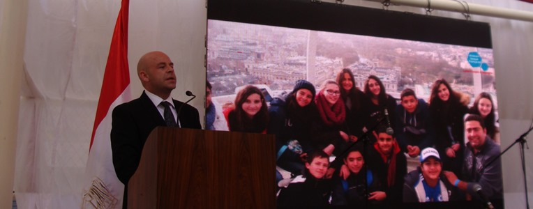 Jérôme le Bars, proviseur du lycée français d'Alexandrie, inauguration de l'annexe du lycée français d'Alexandrie, 12 octobre 2016