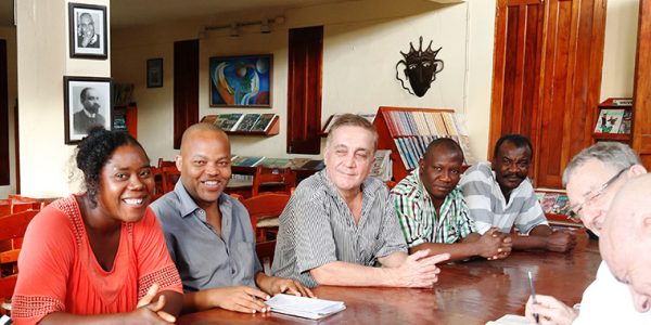 Jean-Yves Bourcier (au centre), Centre Albiciade-Pommayrac, Jacmel, Haïti, février 2018