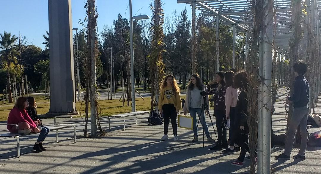 tournage du clip Non au harcèlement, lycée français de Séville, 2019